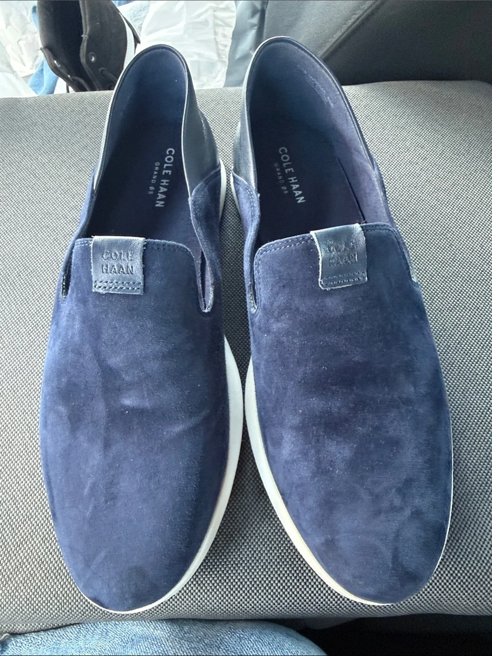 Cole Haan Navy Suede Slip-On Loafers